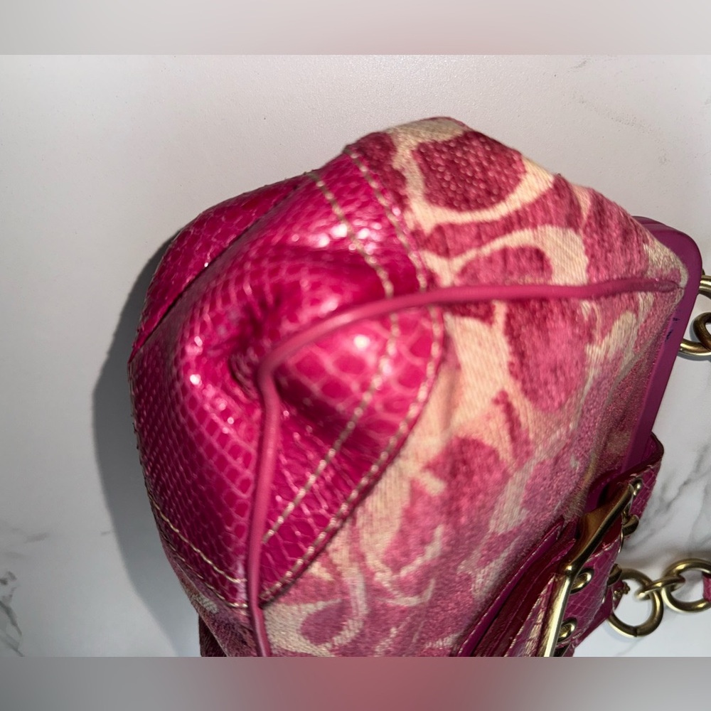 Coach Signature Pink Chenille Python Collector’s Satchel Rare #8F50 - Picture 5 of 7